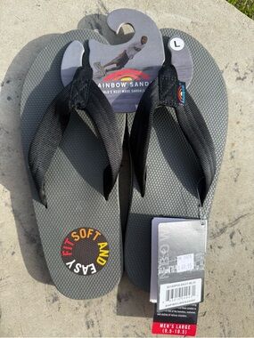 NWT Men’s Large Rainbow Sandals Black Flip Flop